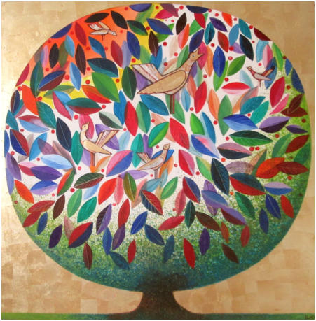 Nr.25  Frühling    Oel auf Leinwand  100x100cm.
